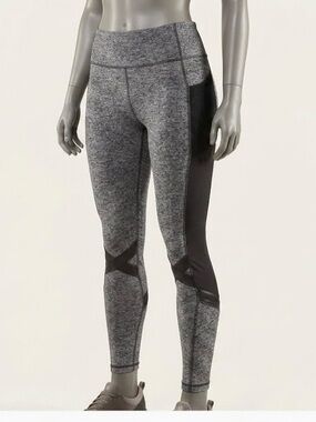 High-Rise Heather Gray Leggings with Black Side Panels